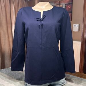 Talbots Chic Navy Women's Blouse with Bow Detail- No size tagtalbots